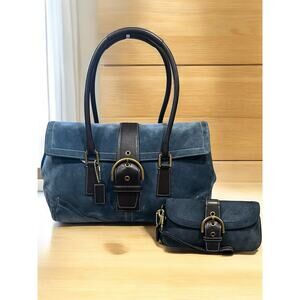 Coach Blue and Brown Satchel Set Vintage.